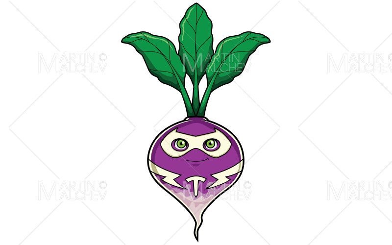 Turnip Superhero Mascot Vector Illustration