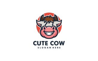 Cute Cow Simple Mascot Logo Style
