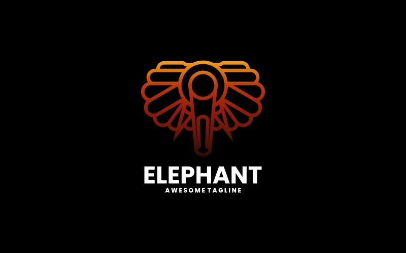 Elephant Line Art Gradient Logo Logo Template