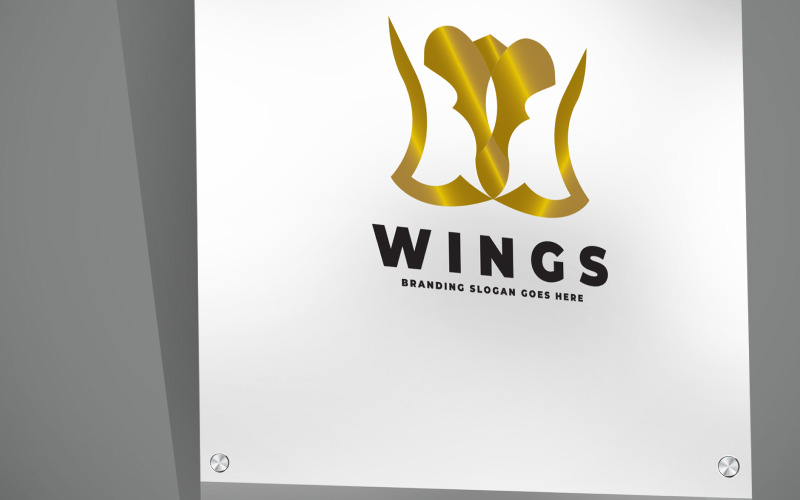 Golden Wings and Crown Fashion W Logo Logo Template