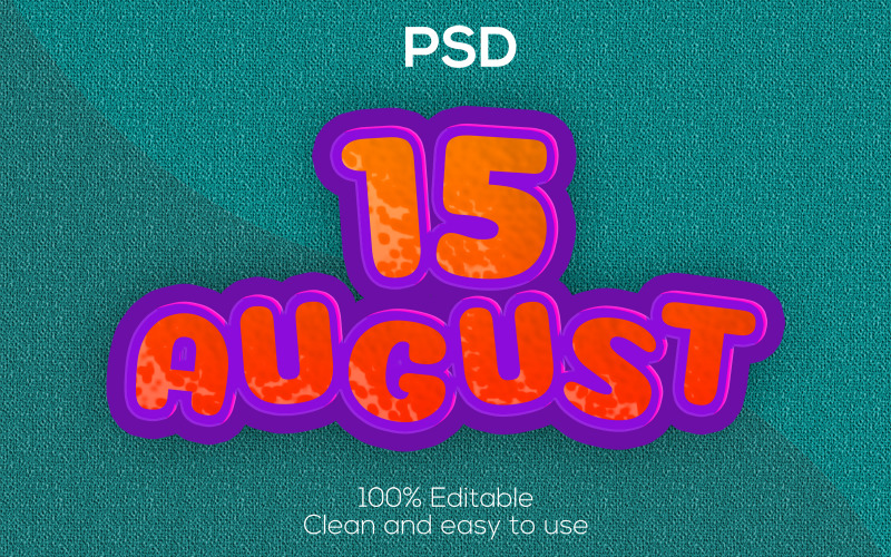 15 | 15 August | 15 August Editable Psd Text Effect | Modern 15 August Psd Text Effect Illustration