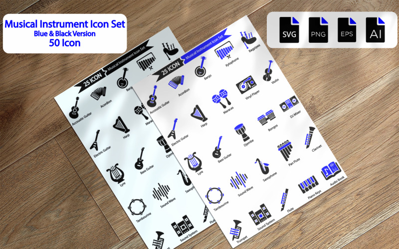 50 Premium Musical Instrument Icon Pack Icon Set
