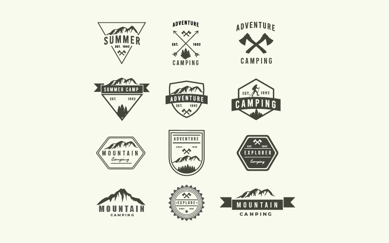 Set Badges Mountain Logos Logo Template