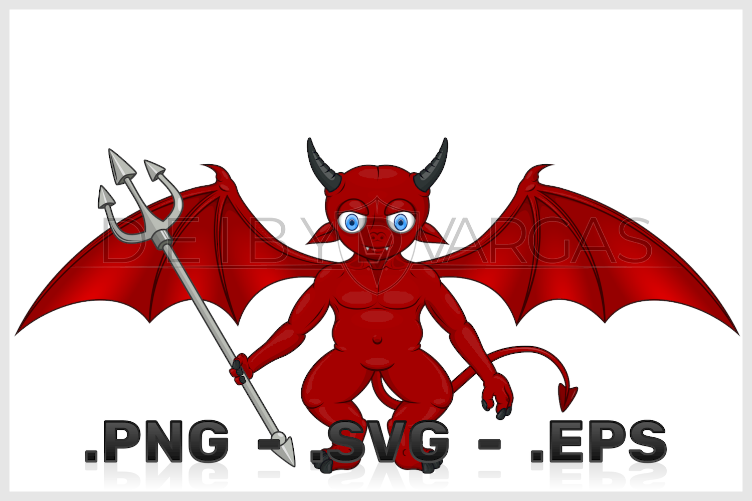 Winged Demon Vector Design With Tridents