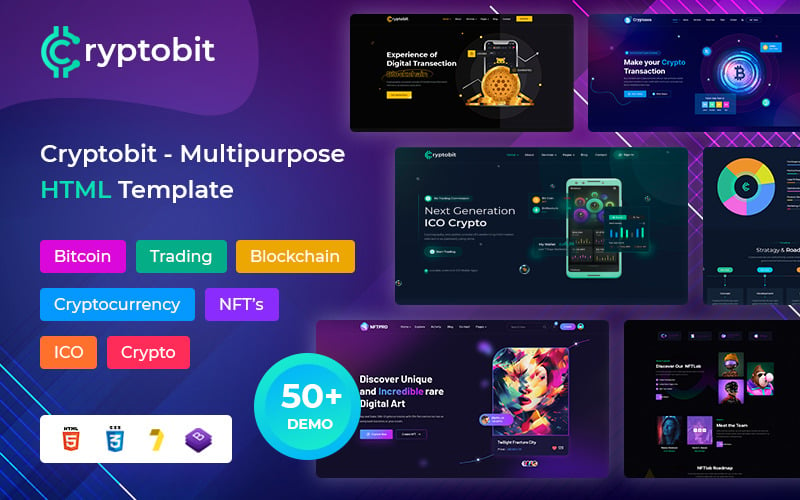 Cryptobit All In One Digital Currency HTML5 Template Website Template