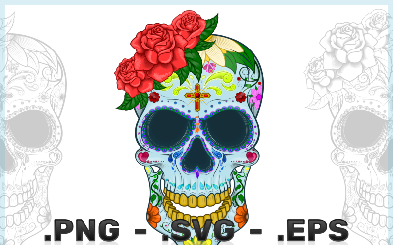 Mexican Day Of The Dead Skull Vector Design Vector Graphic