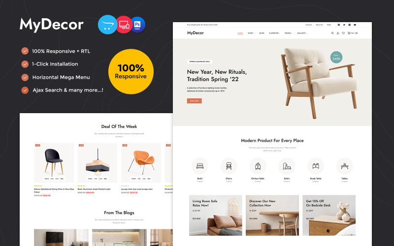 MyDecor - Crafts, Interior Design, and Furniture The Opencart Multipurpose Theme OpenCart Template