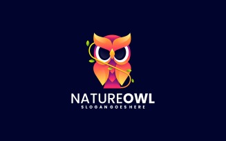 Nature Owl Gradient Logo Template
