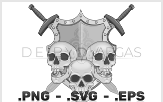 Shield Vector Design With Skulls And Swords