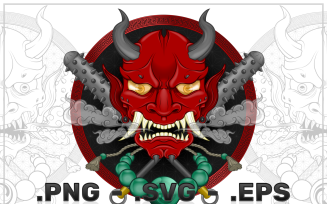 Vector Design of Japanese Demon Oni With kanabo