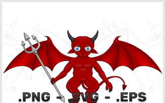 Winged Demon Vector Design With Tridents