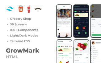 GrowMark - Grocery Market Tailwind HTML Template