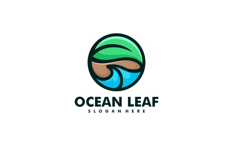 Ocean Leaf Simple Mascot Logo Logo Template
