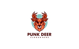 Punk Deer Simple Mascot Logo