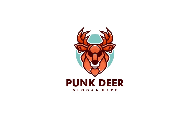Punk Deer Simple Mascot Logo Logo Template
