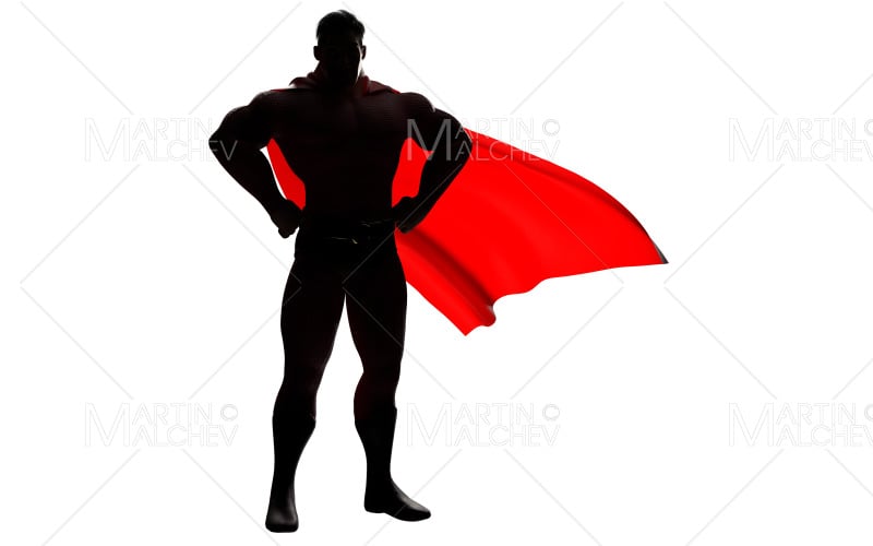 Superhero Standing Tall Silhouette 3D Render Illustration