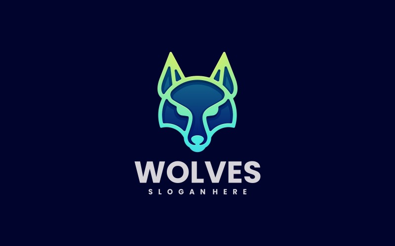Wolf Line Art Gradient Logo Logo Template