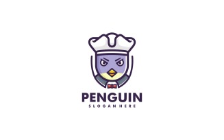 Captain Penguin Cartoon Logo Style