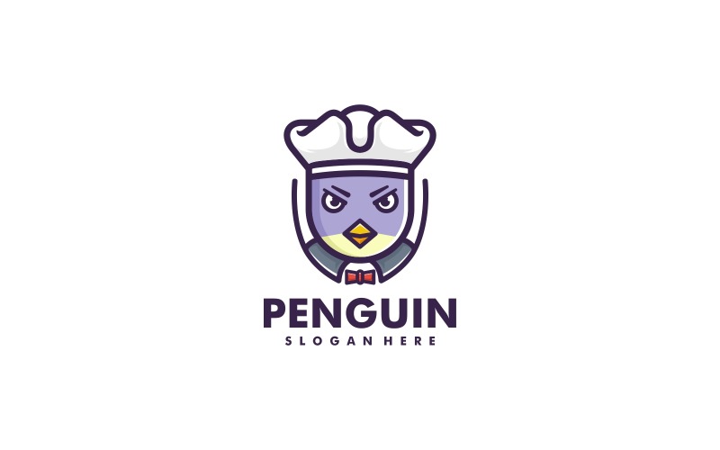 Captain Penguin Cartoon Logo Style Logo Template