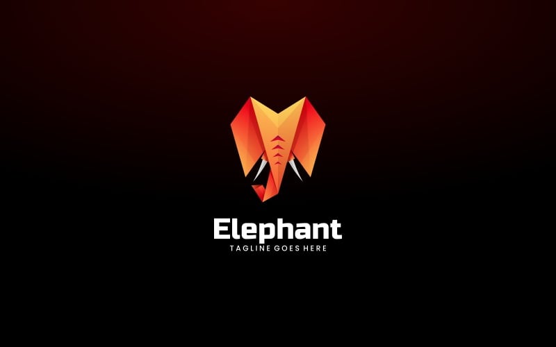 Elephant Low Poly Gradient Logo Logo Template