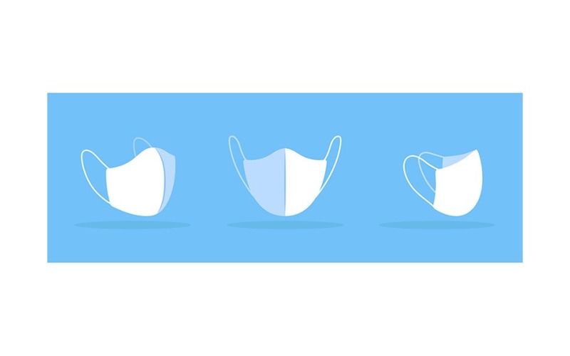 Face mask with thin straps and seam in middle white mockup Illustration