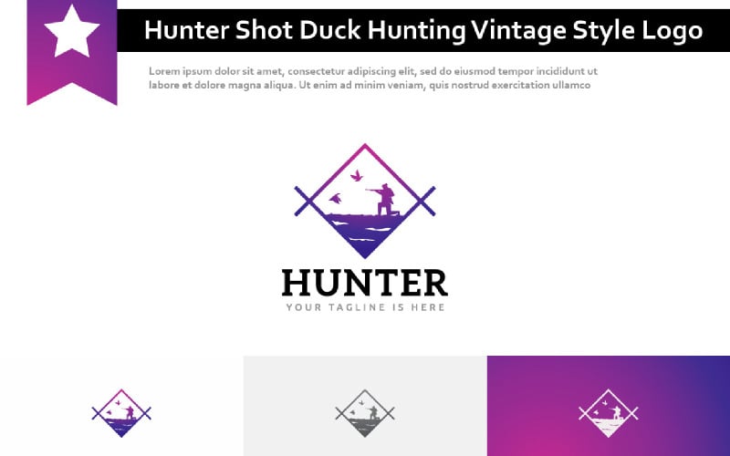 Hunter Shot Duck Hunting Season Vintage Style Logo Logo Template