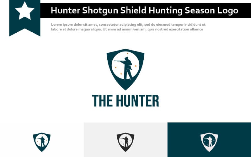 Hunter Shotgun Shield Hunting Season Logo Symbol Logo Template