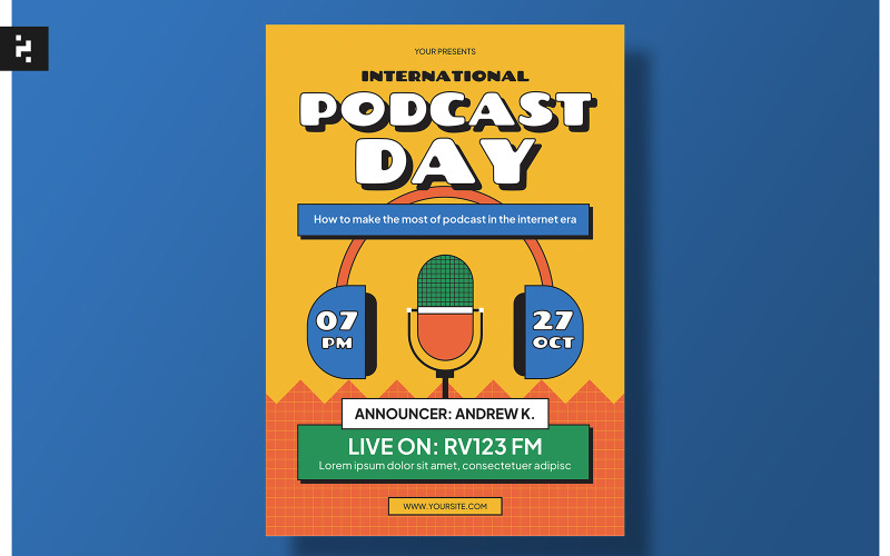 International Podcast Day Flyer Template Corporate Identity