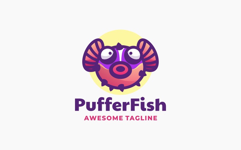 Pufferfish Mascot Cartoon Logo Logo Template