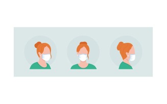 Wear mask without folds semi flat color vector character avatar set
