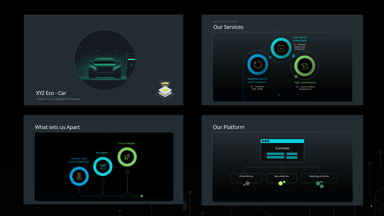 Animated PPT Template - Dark Version - Automated Future Car ev Bot - Custom Logo