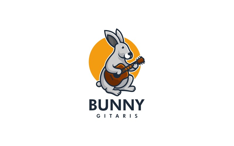 Bunny Guitarist Mascot Cartoon Logo Logo Template