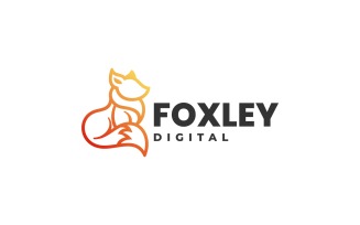 Fox Line Art Gradient Logo Style