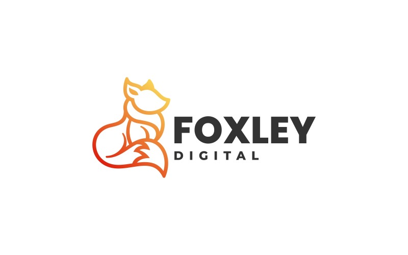 Fox Line Art Gradient Logo Style Logo Template