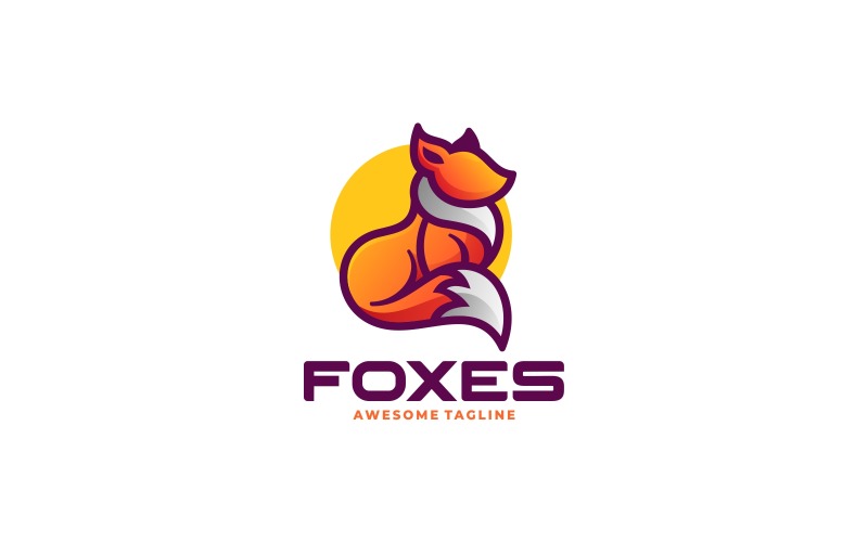 Fox Mascot Gradient Logo Style Logo Template