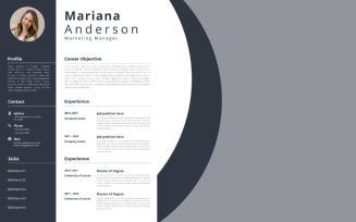 Gray and White Modern Minimalistic Marketing manager with other job titles CV Resume