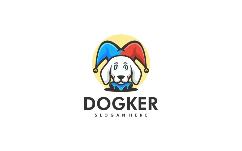 Joker Dog Mascot Cartoon Logo Logo Template
