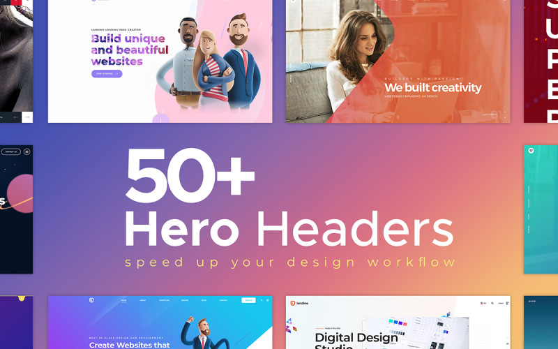50+ PSD Hero Website Headers PSD Template