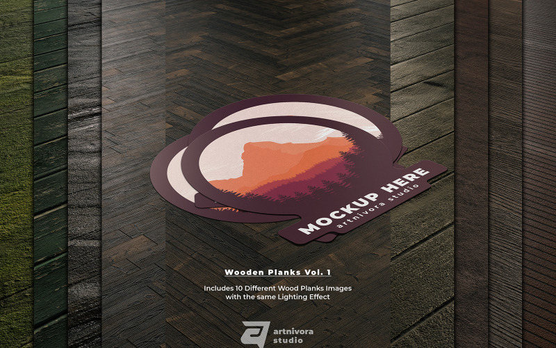 Sticker Wooden Planks Mockup Vol. 1 Product Mockup
