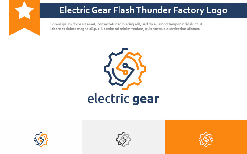 Electric Gear Flash Thunder Factory Line Logo Logo Template