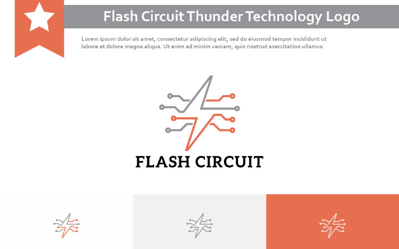 Flash Circuit Thunder Electronic Technology Monoline Logo Logo Template