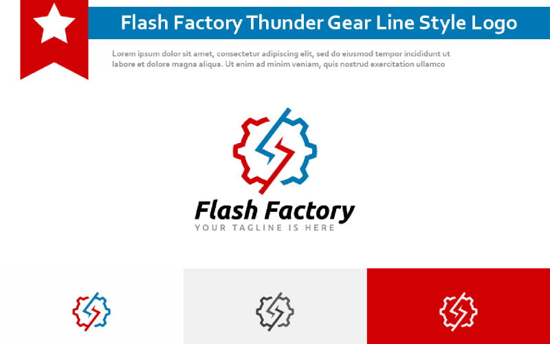 Flash Factory Thunder Gear Line Style Logo Logo Template