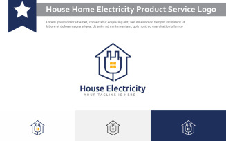 House Home Electricity Product Service Monoline Logo