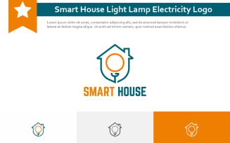 Smart House Home Light Lamp Electricity Line Logo