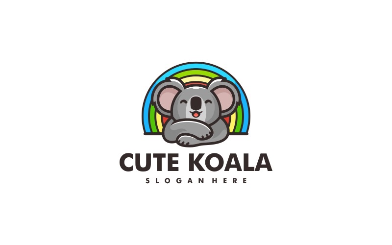 Cute Koala Simple Mascot Logo Logo Template