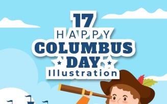 17 Happy Columbus Day National Holiday Illustration