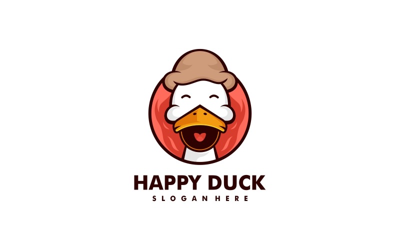 Happy Duck Simple Mascot Logo Logo Template