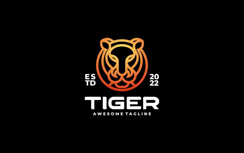 Tiger Line Art Gradient Logo Logo Template