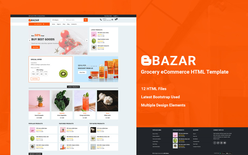 Bazar - Grocery eCommerce HTML Template Website Template