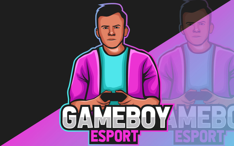 Gaming-Boy-Cartoon Logo (Gaming Sports and E Sports) Logo Template